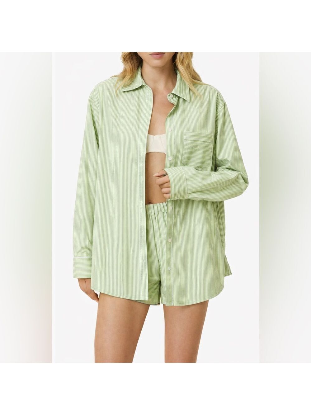 Solid& Striped Green Stripe Lounge Resort Shirt M